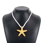 ( Gold) personality starfish pendant necklace earrings  Metal wind samll fashion clavicle chain