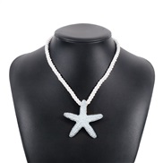 ( White k) personality starfish pendant necklace earrings  Metal wind samll fashion clavicle chain