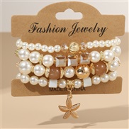 (BZ1797xiaohaixing)Bohemia bracelet Pearl elasticity Metal starfish tree Pearl pendant bracelet