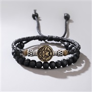 (QNW272  1)occidental style fashion personality creative weave beads man leather bracelet samll