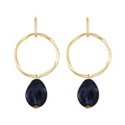 ( black) occidental style fashion brief Irregular geometry Round resin pendant Alloy earring temperament all-Purpose