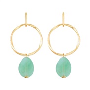 (Cyan ) occidental style fashion brief Irregular geometry Round resin pendant Alloy earring temperament all-Purpose