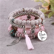 fashion concise wings tassel English multilayer temperament woman bracelet