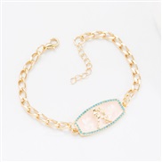 trend fashion geometry chain bracelet personality fashion color enamel Zodiac pattern bracelet