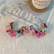 (E 873  Color)occidental styleins wind original exaggeratingv flowers buckle handmade weave earrings brief fashion Earr