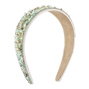 (Ligh  green)F occidental style retro personality color gravel diamond Headband  width candy colors fashion Headband te