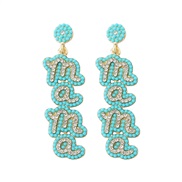 ( light blue )occidental style fashion brief Bohemian style diamond Wordmama personality exaggerating long style earring