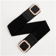 ( black) belt woman width Girdle ornament Tightness Pearl sweet Dress fashion all-Purpose black color belt