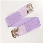 (purple)fashion lady Girdle Alloy Leaf buckle Tightness belt all-Purpose Dress collocation Clothing belt