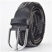 (Length (CM)107Width (CM)3..3)( Light gray+Dark gray)weave elasticity leisure man belt  Alloy buckle Tightness lady can