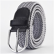 (Length (CM)107Width (CM)3..3)( while  black )weave elasticity leisure man belt  Alloy buckle Tightness lady canvas tre