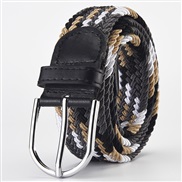 (Length (CM)107Width (CM)3..3)( while  gray  black )weave elasticity leisure man belt  Alloy buckle Tightness lady canv