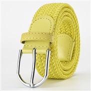 (Length (CM)107Width (CM)3..3)( yellow)weave elasticity leisure man belt  Alloy buckle Tightness lady canvas trend belt