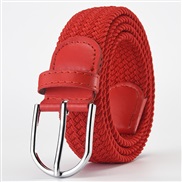 (Length (CM)107Width (CM)3..3)( red)weave elasticity leisure man belt  Alloy buckle Tightness lady canvas trend belt be