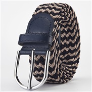 (Length (CM)107Width (CM)3..3)( khaki blue )weave elasticity leisure man belt  Alloy buckle Tightness lady canvas trend