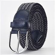 (Length (CM)107Width (CM)3..3)( Navy blue while )weave elasticity leisure man belt  Alloy buckle Tightness lady canvas 