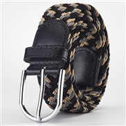 (Length (CM)107Width (CM)3..3)( gray  black )weave elasticity leisure man belt  Alloy buckle Tightness lady canvas tren