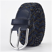 (Length (CM)107Width (CM)3..3)( Army green Navy blue )weave elasticity leisure man belt  Alloy buckle Tightness lady ca