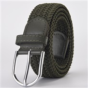 (Length (CM)107Width (CM)3..3)( Army green)weave elasticity leisure man belt  Alloy buckle Tightness lady canvas trend 