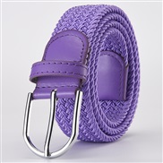 (Length (CM)107Width (CM)3..3)(purple)weave elasticity leisure man belt  Alloy buckle Tightness lady canvas trend belt 