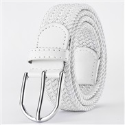 (Length (CM)107Width (CM)3..3)( white)weave elasticity leisure man belt  Alloy buckle Tightness lady canvas trend belt 