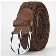 (Length (CM)107Width (CM)3..3)( Dark brown)weave elasticity leisure man belt  Alloy buckle Tightness lady canvas trend 