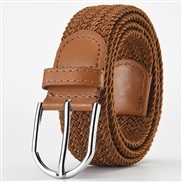 (Length (CM)107Width (CM)3..3)( camel)weave elasticity leisure man belt  Alloy buckle Tightness lady canvas trend belt 