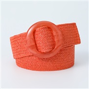 (Length (CM)90Width (CM)5)(orange)summer resin Round buckle fashionPP elasticity weave width belt samll Dress Girdle