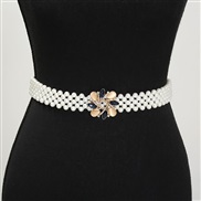 ( Color)ornament Dress four row buckle Pearl belt diamond elasticity Pearl chain woman beads elasticity Girdle