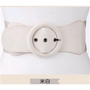 (Rice white )brief fashion all-Purpose Round buckle elasticity Tightness belt woman width ornament Dress Girdle