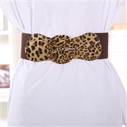 ( leopard print)brief fashion all-Purpose Round buckle elasticity Tightness belt woman width ornament Dress Girdle