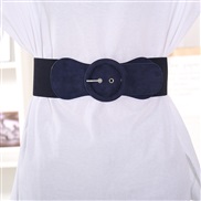 ( Navy blue)brief fashion all-Purpose Round buckle elasticity Tightness belt woman width ornament Dress Girdle