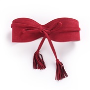 ( red) bow belt belt width Girdle personality fashion tassel belt trend brief