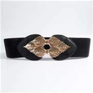 ( black) occidental style lady Girdle Metal big leaves belt Tightness elasticity belt ornament Dress slim