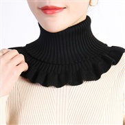 (  black)Autumn and Winter knitting woolen wind warm Collar woman pure color brief all-Purpose high collar detachable c