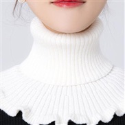 (21-18cm)(  white)Autumn and Winter knitting woolen wind warm Collar woman pure color brief all-Purpose high collar det