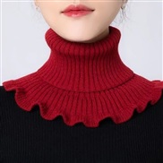 (21-18cm)(  Red wine)Autumn and Winter knitting woolen wind warm Collar woman pure color brief all-Purpose high collar 