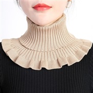 (21-18cm)(  khaki)Autumn and Winter knitting woolen wind warm Collar woman pure color brief all-Purpose high collar det