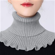 (21-18cm)(  gray)Autumn and Winter knitting woolen wind warm Collar woman pure color brief all-Purpose high collar deta