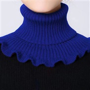 (21-18cm)(  sapphire blue )Autumn and Winter knitting woolen wind warm Collar woman pure color brief all-Purpose high c