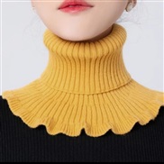 (21-18cm)(  yellow)Autumn and Winter knitting woolen wind warm Collar woman pure color brief all-Purpose high collar de