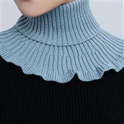 (21-18cm)(  blue )Autumn and Winter knitting woolen wind warm Collar woman pure color brief all-Purpose high collar det