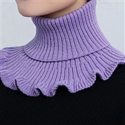 (21-18cm)(  Lilac colour)Autumn and Winter knitting woolen wind warm Collar woman pure color brief all-Purpose high col