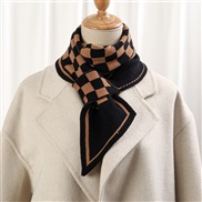 (110*11cm)(DJ    black )Korean style Autumn and Winter knitting woolen thick warm short style scarf houndstooth all-Pur