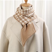 (110*11cm)(DJ     houndstooth khaki)Korean style Autumn and Winter knitting woolen thick warm short style scarf houndst