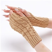 (Free Size )( Beige) autumn Winter pattern short style woolen man woman knitting warm half sleeves