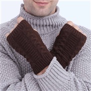 ( Brown)short style twisted fashion glove Autumn and Winter man woman Korean style knitting woolen half warm