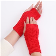 ( red)short style twisted fashion glove Autumn and Winter man woman Korean style knitting woolen half warm