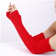 ( red) long glove Autumn and Winter knitting woolen man woman warm sleeves