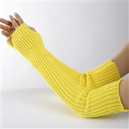 (Free Size )( yellow) long glove Autumn and Winter knitting woolen man woman warm sleeves